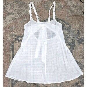 Wild Fable White Sheer Plaid Cover Up Top Bow Back Size Large NWT